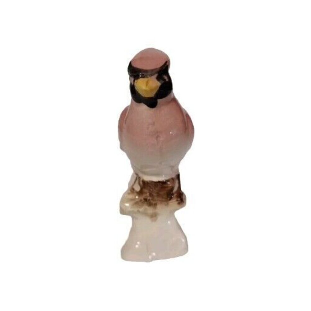 VINTAGE HANDPAINTED PORCELAIN PINK CARDINAL FIGURINE  - 3 3/8 " TALL - JAPAN